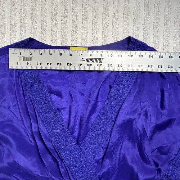 Anthropologie Maeve Tunic Top Blouse Womens 12 Purple Floral V-Neck Short Sleeve - Picture 5 of 8